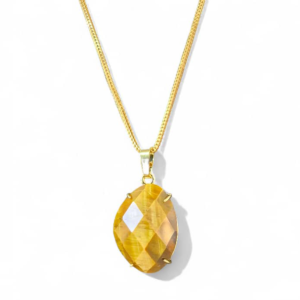 Purple Luxury 18 Carat Gold Chain with Tiger Eye rhombus shaped Pendant  Unisex