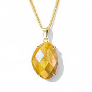 Purple Luxury 18 Carat Gold Chain with Tiger Eye rhombus shaped Pendant  Unisex - Image 4